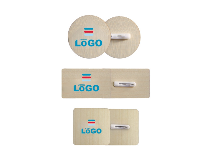 Badge en bois personnalisable made in france