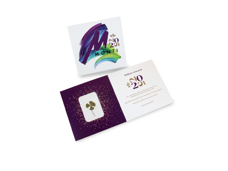 Carte 2 volets tr&egrave;fle 4 feuilles personnalisable