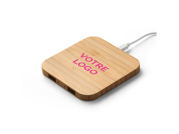 Chargeur sans fil rapide 15W en bambou personnalisable