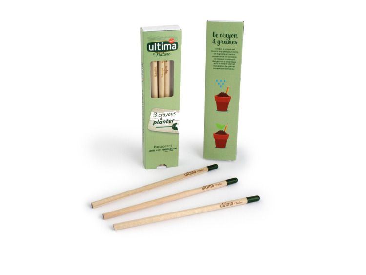 Coffret 3 crayons &agrave; graines couleur personnalisable