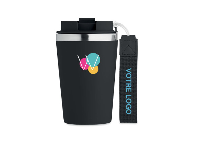 Gobelet isotherme 350 ml avec couvercle bambou personnalisable