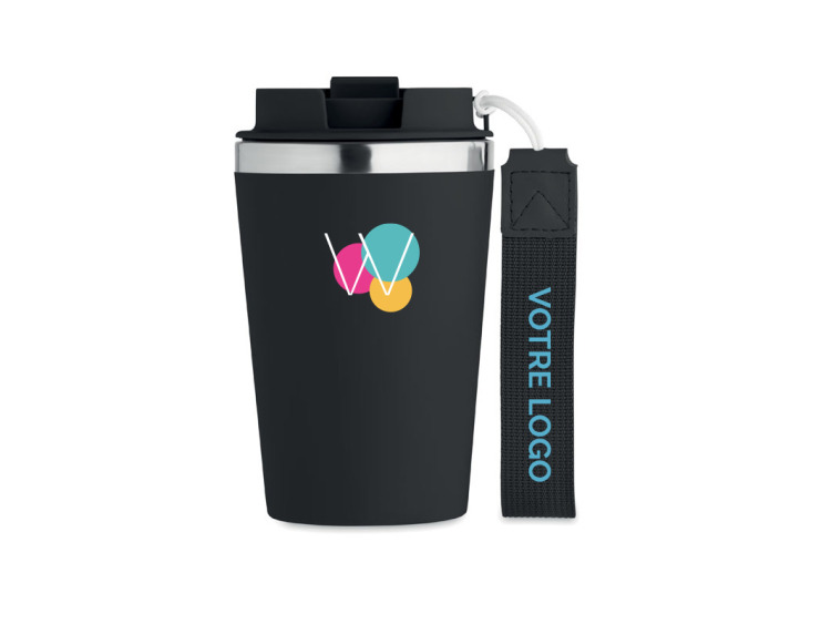 Gobelet isotherme 350 ml avec couvercle bambou personnalisable