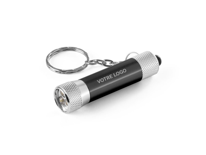 Porteclés avec lampe de poche en aluminium personnalisable