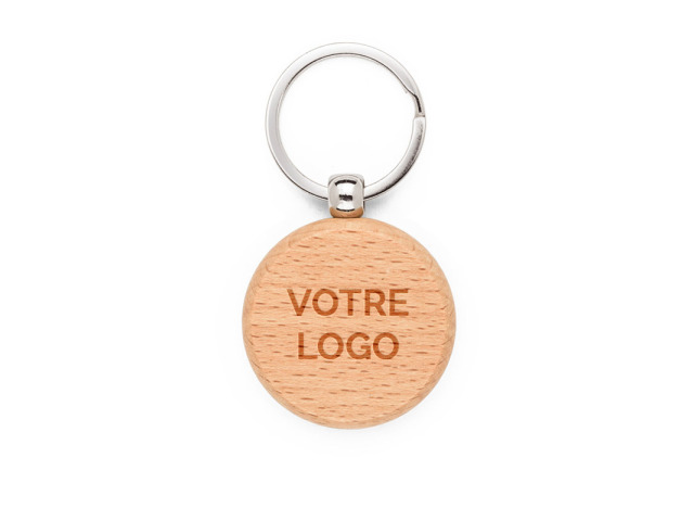 Porteclés rond en bois de hêtre personnalisable