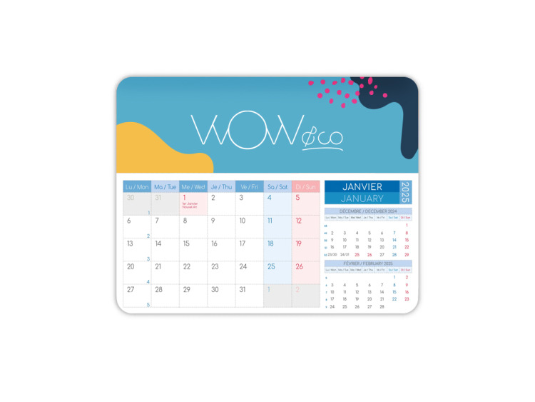 Tapis de souris avec calendrier personnalisable